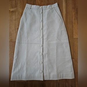 NWT! REMAIN BIRGER CHRISTENSEN Leather A-Line Skirt White Ivory Size 34 XS